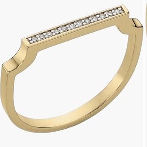 Monica Vinader signature thin diamond and gold ring size 6.5